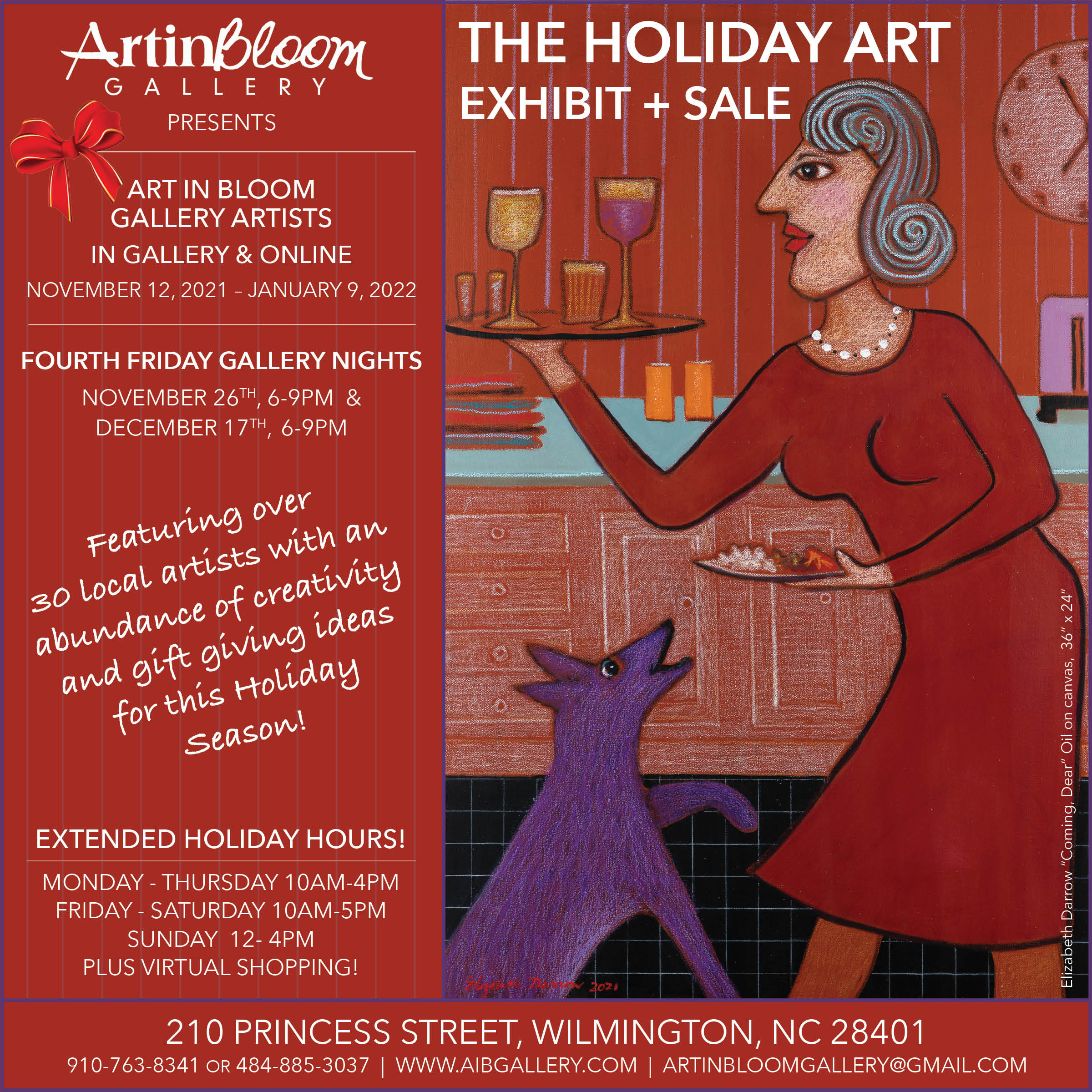 The Holiday Art Exhibit + Sale” Featuring Art in Bloom Gallery
